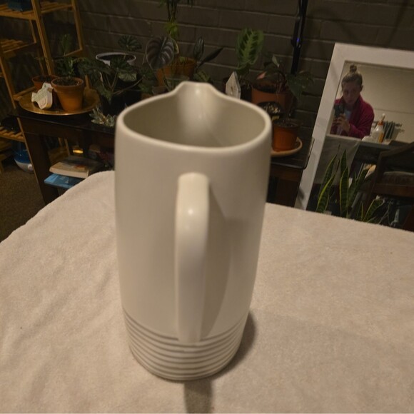 HEARTH & HAND MAGNOLIA Stoneware Pitcher Sour Cream Gray Stripes NWT - Picture 5 of 7